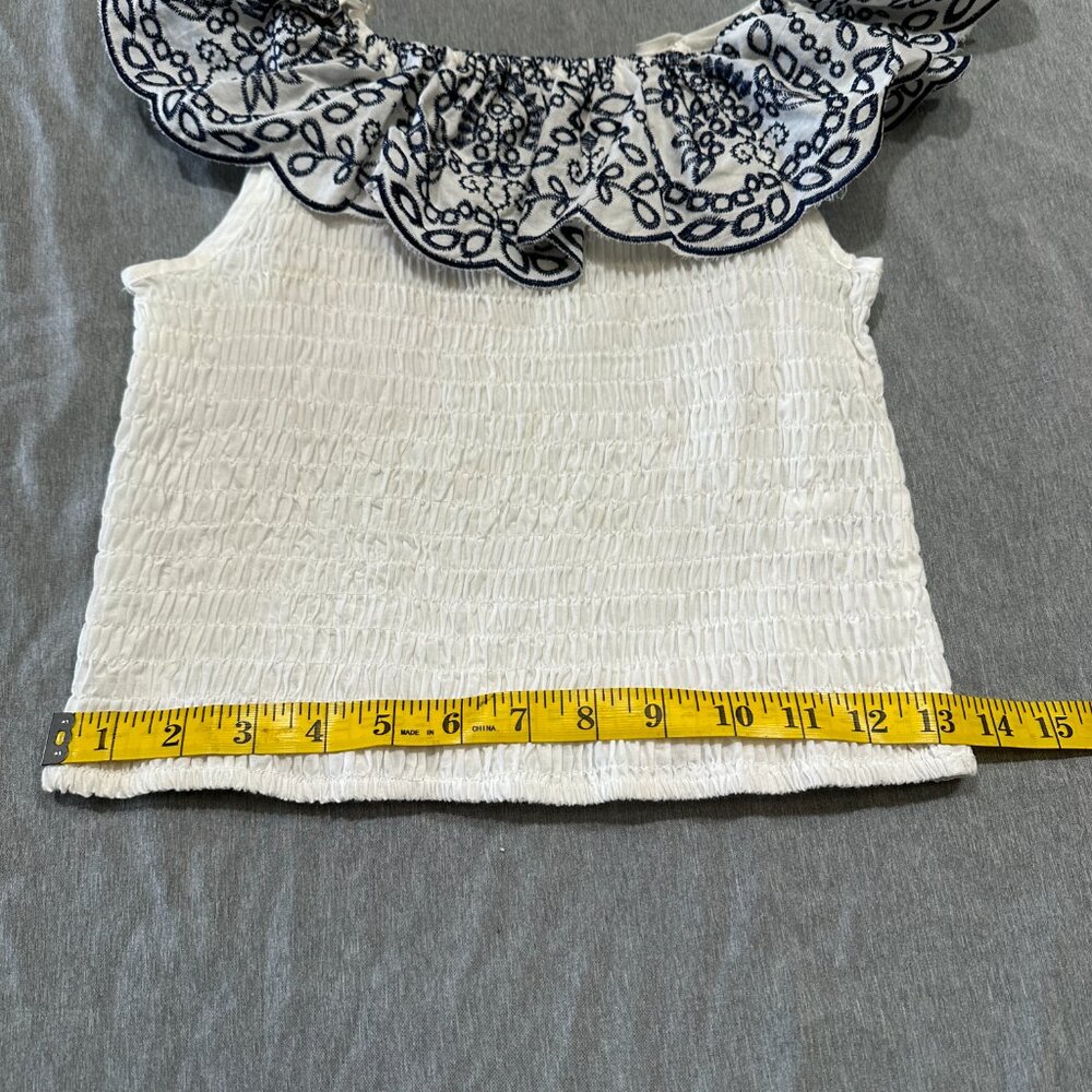 Embroidered Off Shoulder/Adjustable Strap Ruched Halter Top - Picture 13 of 14